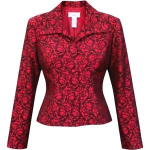 Chadwick's NWT Womens Size 6 Red Black Damask Blazer Jacket Scroll Special Occas